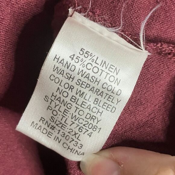 Umgee Linen Blend Tiered Tunic Top Bohemian Autumn Witchy Fairy Burgundy 2X - Picture 5 of 7